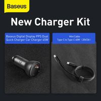 BASEUS Car Charger Mobil 45W Fast Charging Type C Digital Display QC 3.0 Gratis Kabel