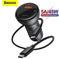 BASEUS Car Charger Mobil 45W Fast Charging Type C Digital Display QC 3.0 Gratis Kabel