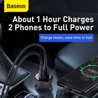 BASEUS Car Charger Mobil 45W Fast Charging Type C Digital Display QC 3.0 Gratis Kabel