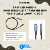 Kabel Data USB-4 Kecepatan Tinggi 240W C ke C