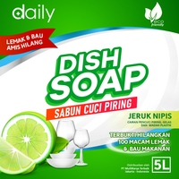 DAILY DISH SOAP 5 LITER / SABUN CUCI PIRING + FREE SPONS
