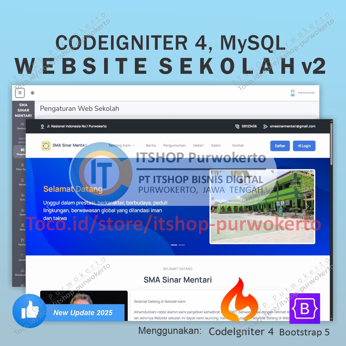 Jual Source Code Aplikasi Website Sekolah menggunakan Codeig