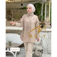 Khaky - MDLY Baju kemeja atasan wanita Raneea Stripes Lux Shirt by mdly