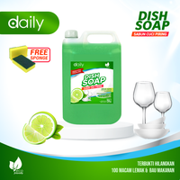 DAILY DISH SOAP 5 LITER / SABUN CUCI PIRING + FREE SPONS