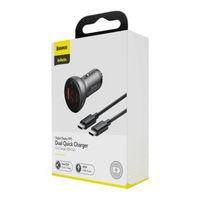 BASEUS Car Charger Mobil 45W Fast Charging Type C Digital Display QC 3.0 Gratis Kabel