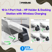 10in1 Adapter Wireless Charger HP Holder Port Hub Extension Docking Type-C 