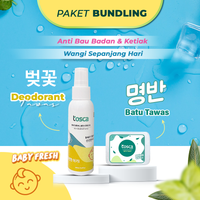 TOSCA Paket Bundling Deodorant Baby Fresh + Batu Tawas Perawatan Ketiak Alami