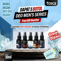 TOSCA Paket 5pcs Deodorant Spray Men Series Free Pouch 30ml