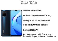 VIVO Y21T RAM 6/128GB RAM 6+2GB (EXTENDED) ROM 128GB GARANSI RESMI