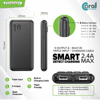 Hippo Powerbank Coral 10000 mAh 5 Output With Smart Detect Charging