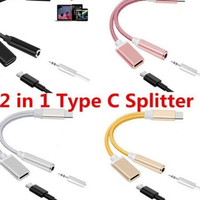 Kabel Splitter TYPE-C 2 In 1 USB Tipe-C untuk 3.5mm Audio AUX Jack + charger C