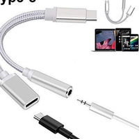 Kabel Splitter TYPE-C 2 In 1 USB Tipe-C untuk 3.5mm Audio AUX Jack + charger C
