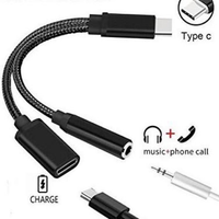 Kabel Splitter TYPE-C 2 In 1 USB Tipe-C untuk 3.5mm Audio AUX Jack + charger C