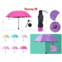 (SP) PAYUNG LIPAT 3D MAGIC / UMBRELLA PORTABLE AJAIB KENA HUJAN MUNCUL MOTIF BUNGA