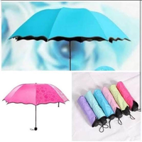 (SP) PAYUNG LIPAT 3D MAGIC / UMBRELLA PORTABLE AJAIB KENA HUJAN MUNCUL MOTIF BUNGA