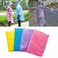 Jas Hujan Plastik Murah Sekali Pakai Poncho Rain Coat Plastic Disposable Emergency Baju Lengan Darurat