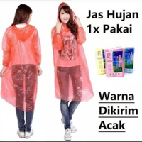 Jas Hujan Plastik Murah Sekali Pakai Poncho Rain Coat Plastic Disposable Emergency Baju Lengan Darurat