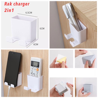 (SP) Holder Dinding 2IN1 / Rak Charger 2 IN 1 HP Remote Tempel Lem Kuat Multifungsi