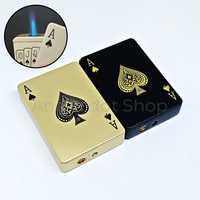 Korek Api Unik Gas Bara Slide Single Jet Flame Motif Kartu