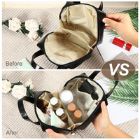 MagiDeal Tas Kosmetik Make Up Travel Organizer Bag Portable PU Leather black edition