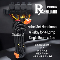 RWB - Kabel Set Relay Lampu - Headlamp Mobil Khusus 4 Lampu Single Beam - 4 Relay - H1 H3 / H7 / H8 H11 H16 / HB3 HB4