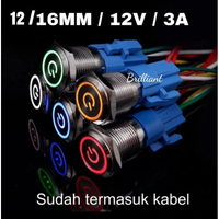 Saklar Switch ON OFF Pantul - Switch Push Saklar Universal Bulat LED for Otomotive Mobil Motor 12mm / 16mm