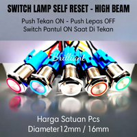 Saklar Switch ON OFF Pantul - Switch Push Saklar Universal Bulat LED for Otomotive Mobil Motor 12mm / 16mm