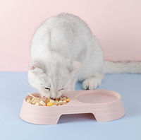 tempat makan kucing anjing 2 in 1 mangkok minum hewan doggy lucu 2in1