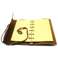 Buku Catatan Binder Kulit Retro Leaf Kertas A5 - BSD666