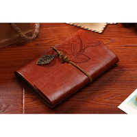 Buku Catatan Binder Kulit Retro Leaf Kertas A5 - BSD666