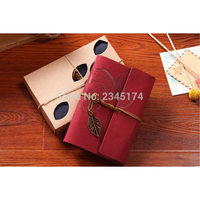 Buku Catatan Binder Kulit Retro Leaf Kertas A5 - BSD666