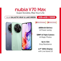 Nubia V70 Max RAM 6GB+6GB ROM 128GB 6.000 mAh 22.5W Fast Charging 50MP AI Triple Camera Sleek Slim Body Garansi Resmi