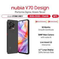 Nubia V70 Design V70D NFC RAM 8GB+(12GB) ROM 256GB 5.000 mAh 33W Fast Charging 50MP AI Triple Camera Sleek Slim Body Garansi Resmi